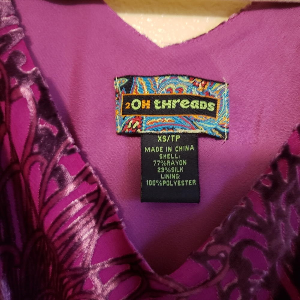 2OH THREADS & 2 HIPPIES MAXI DRESS SOFT SILK RAYLON PINK PURPLE FUCHSIA SIZE XS - Picture 3 of 4